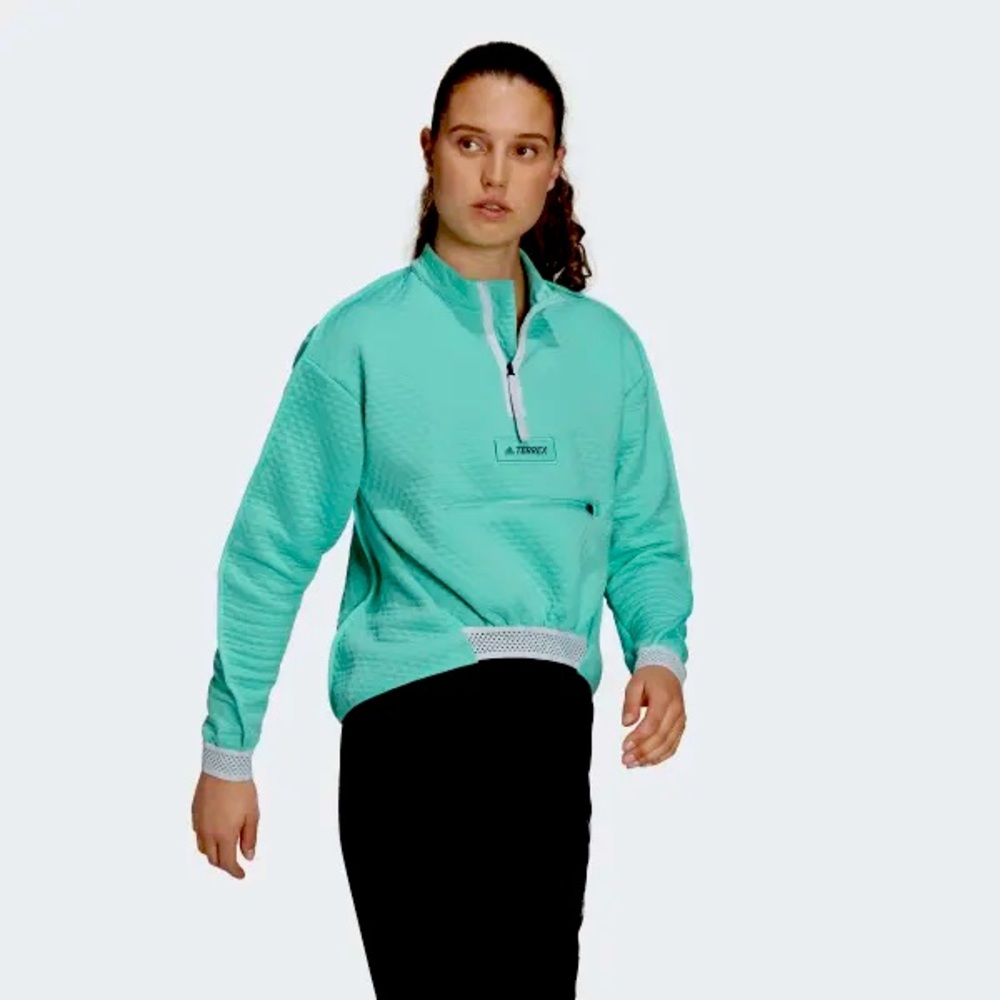 Adidas Terrex Hike NETO 1/2 Zip Fleece Sweatshirt Acid Mint / White XL